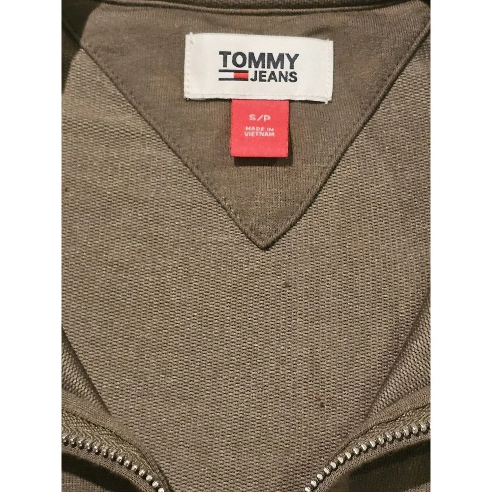 Tommy Jeans One Piece Long Sleeve Olive Green Distressed Womens Size Small Dress